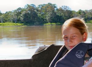 A boat ride along the Amazon is a great adventure for children